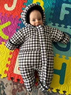 baby in snowsuit